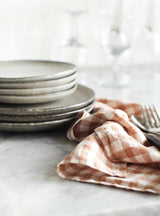 Linen kitchen towel, biscuit gingham