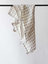Linen kitchen towel, natural gingham