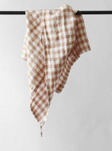 Linen kitchen towel, biscuit gingham