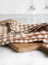Linen kitchen towel, biscuit gingham