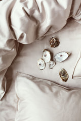 Organic cotton satin duvet cover, sand