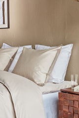 Organic cotton satin pillow case, 2-pack, sand