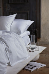 Organic cotton satin duvet cover, white