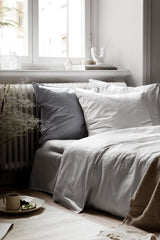 Organic cotton satin duvet cover, white
