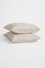 Organic cotton satin pillow case, 2-pack, sand