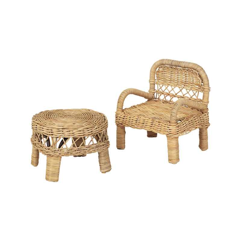 Rattan doll chair and table Slow Homes