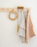 Linen kitchen towel, biscuit gingham