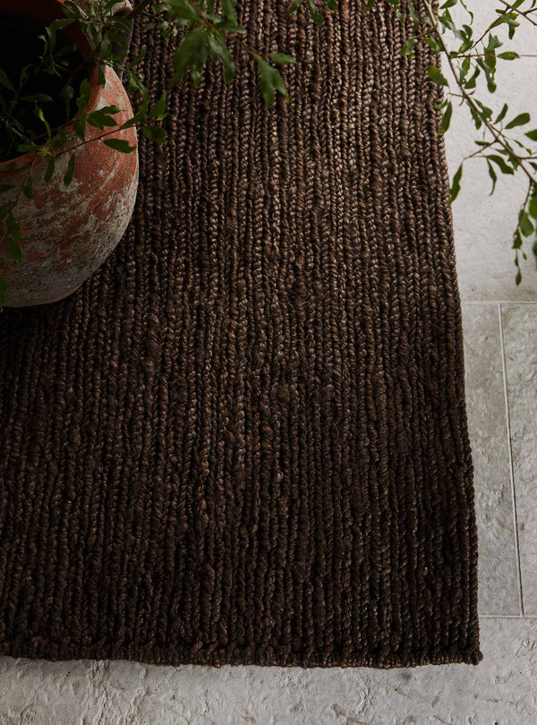 Sumak hemp rug, dark brown, 80x200