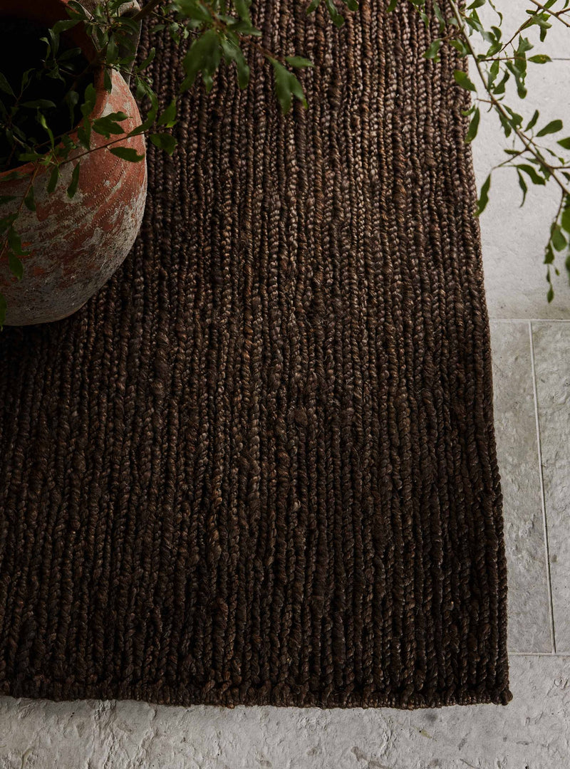 Sumak hemp rug, dark brown, 80x200